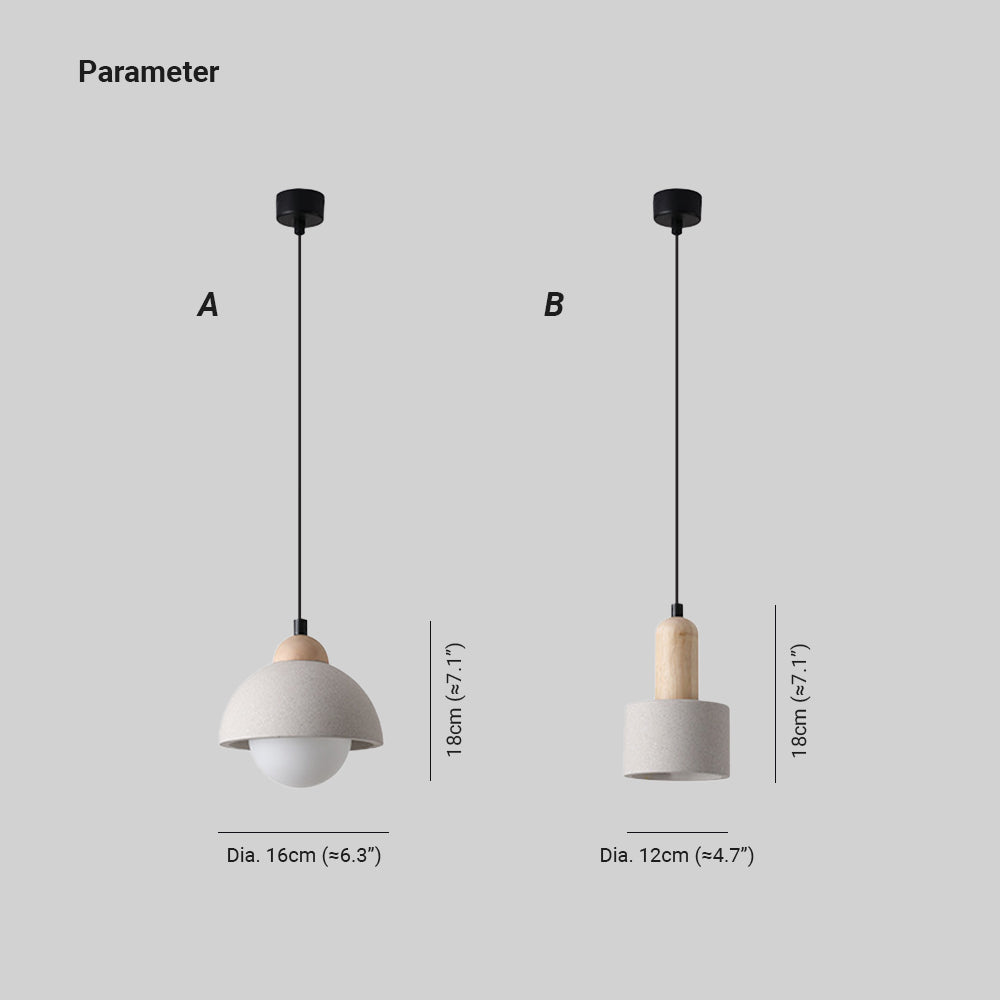 Muto Modern Pendant Light Cement White Bedroom/Kitchen Island - Neutral Decor