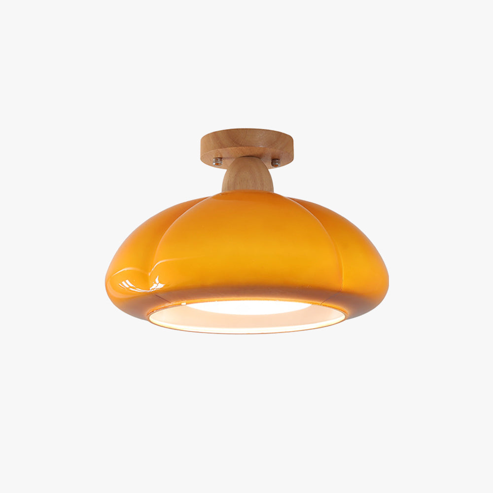 Valentina Modern LED Flush Mount Ceiling Light Glass Wood Living Room - Neutral Decor