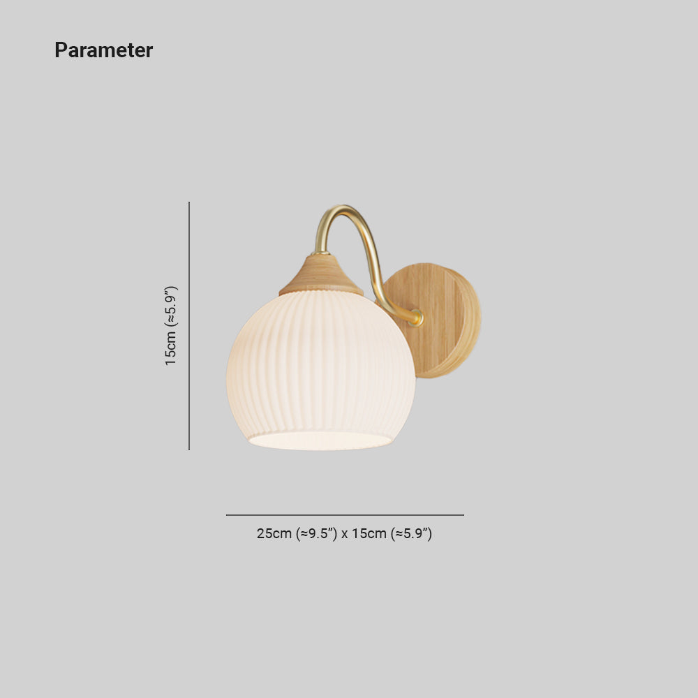 Muto Nordic Minimalist Indoor Wall Lamp Glass Wood Bedroom Balcony - Neutral Decor