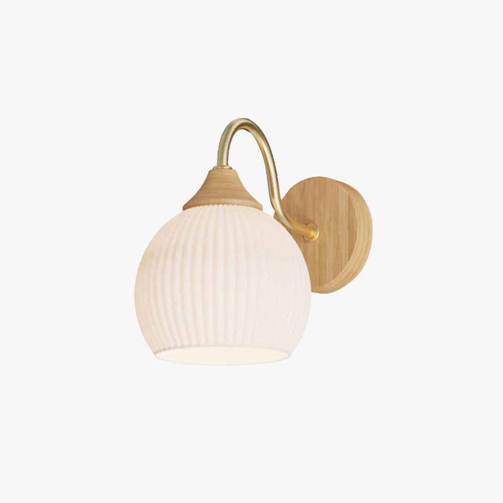 Muto Nordic Minimalist Indoor Wall Lamp Glass Wood Bedroom Balcony - Neutral Decor