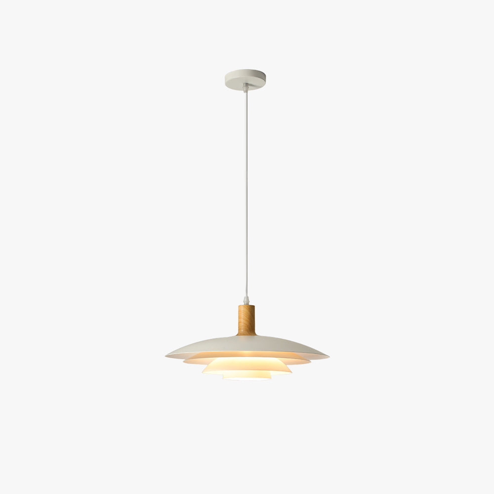 Valentina Modern LED Pendant Light White Wood Metal Bedroom - Neutral Decor