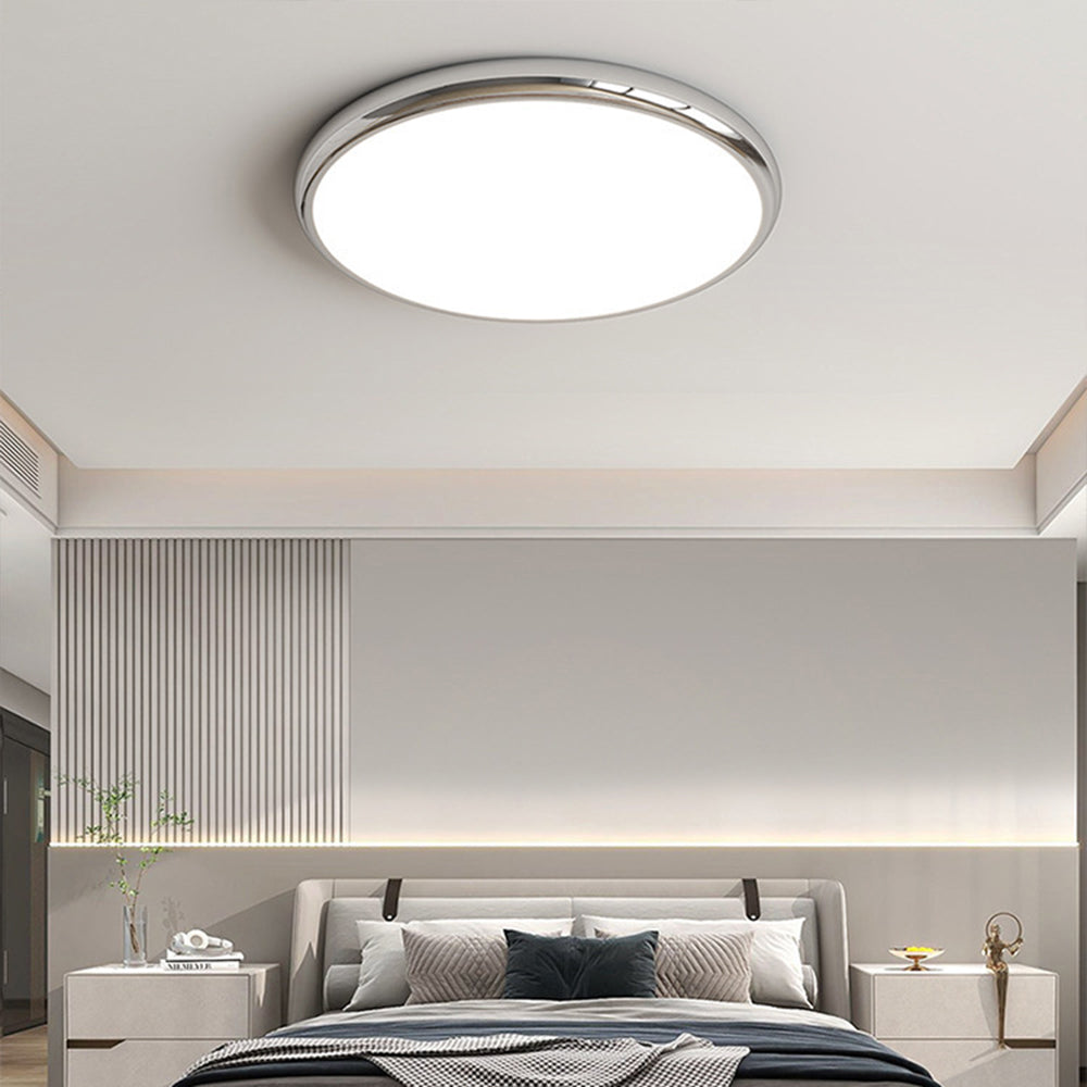 Muto Retro Circle Flush Mount Ceiling Light White Metal Bedroom - Neutral Decor
