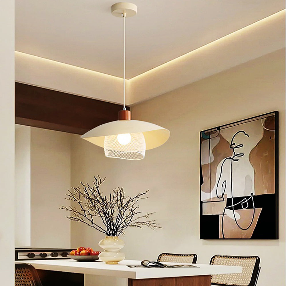 Arisha Modern LED Pendant Light Beige/Green/Wood Dining Room - Neutral Decor
