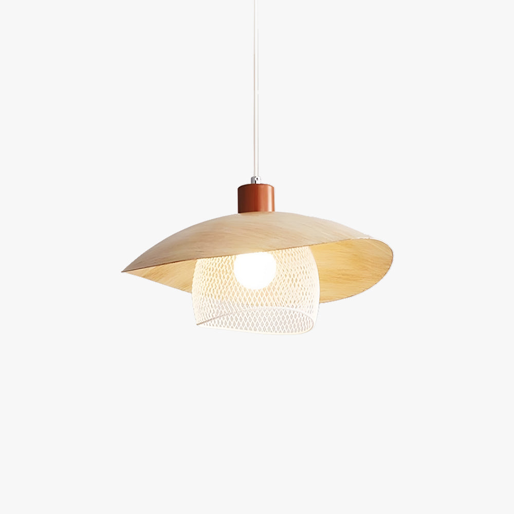 Arisha Modern LED Pendant Light Beige/Green/Wood Dining Room - Neutral Decor
