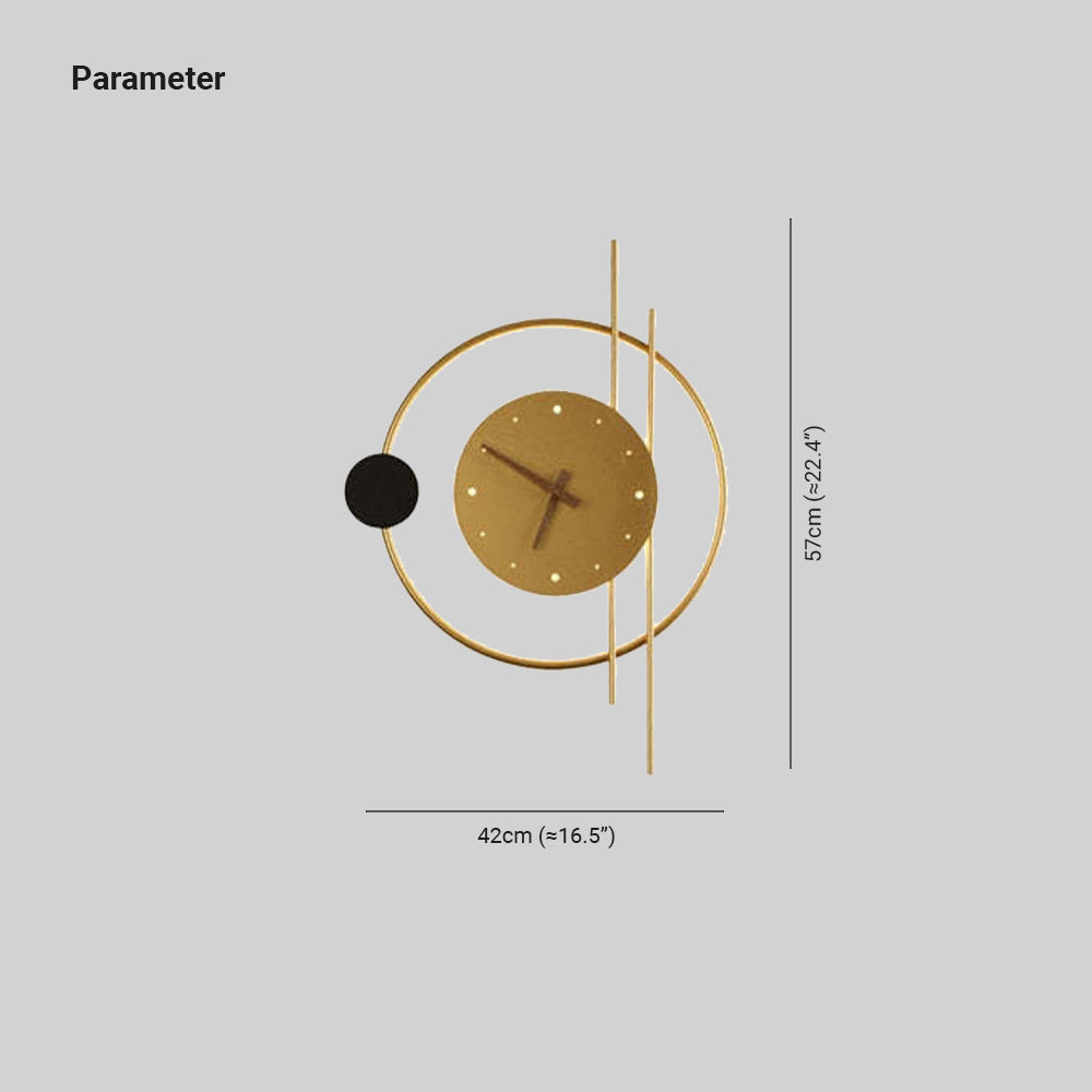 Arisha Wall Lamp Clock, Black & Gold - Neutral Decor