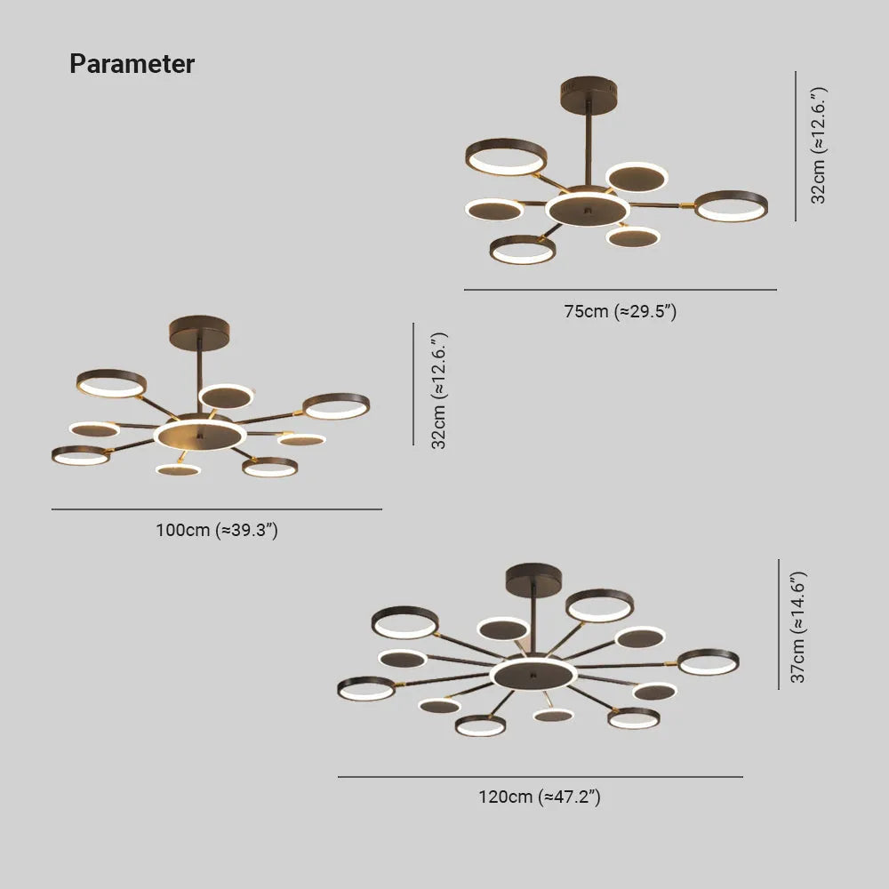 Arisha Modern Led Chandelier, Geometric, Black Dimmable - Neutral Decor