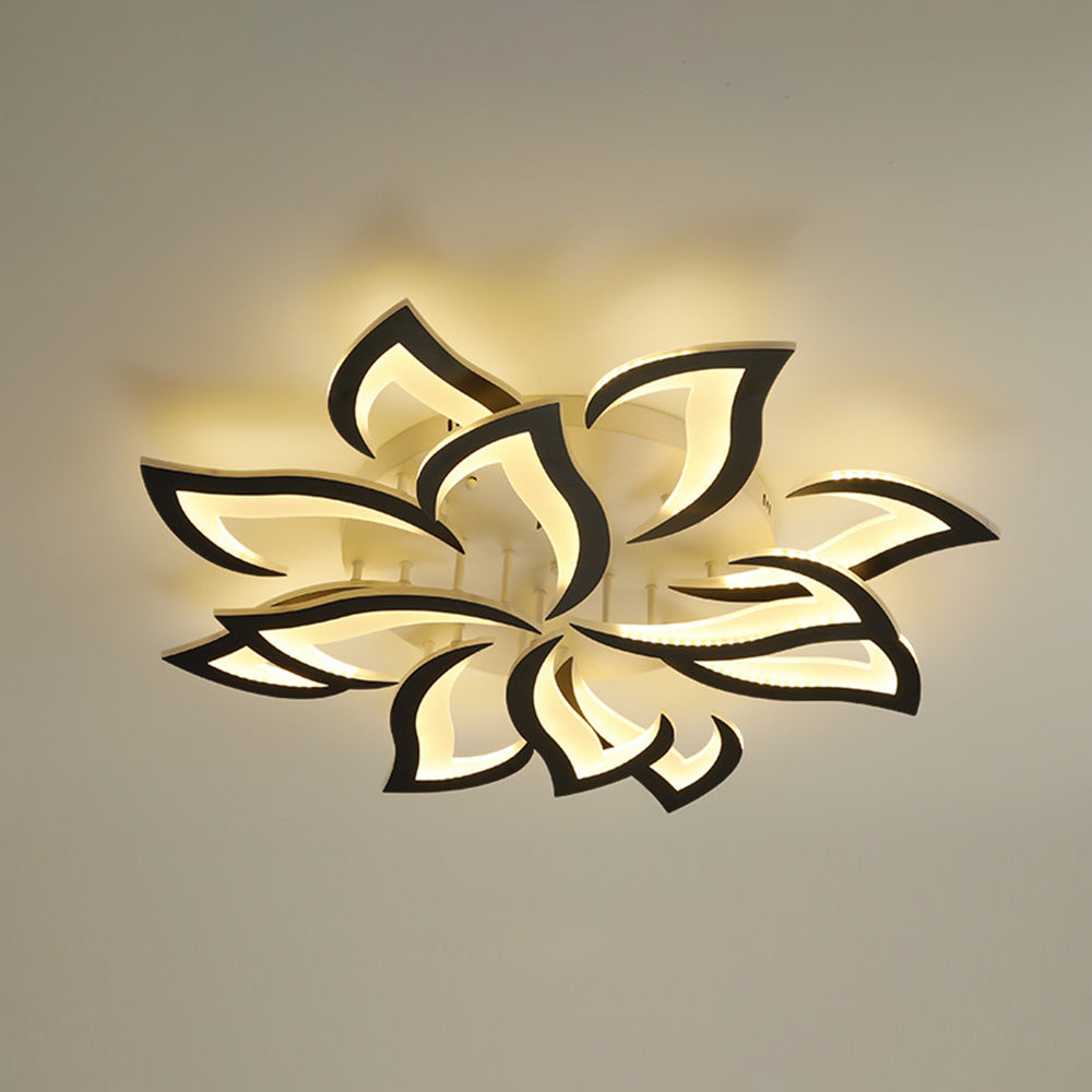 Arisha Elegant Flower Flush Mount Ceiling Light, White/Black - Neutral Decor