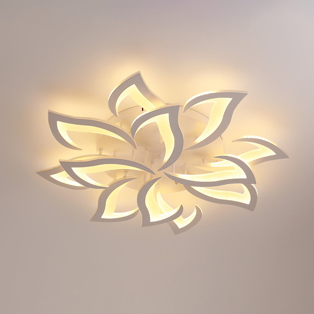 Arisha Elegant Flower Flush Mount Ceiling Light, White/Black - Neutral Decor