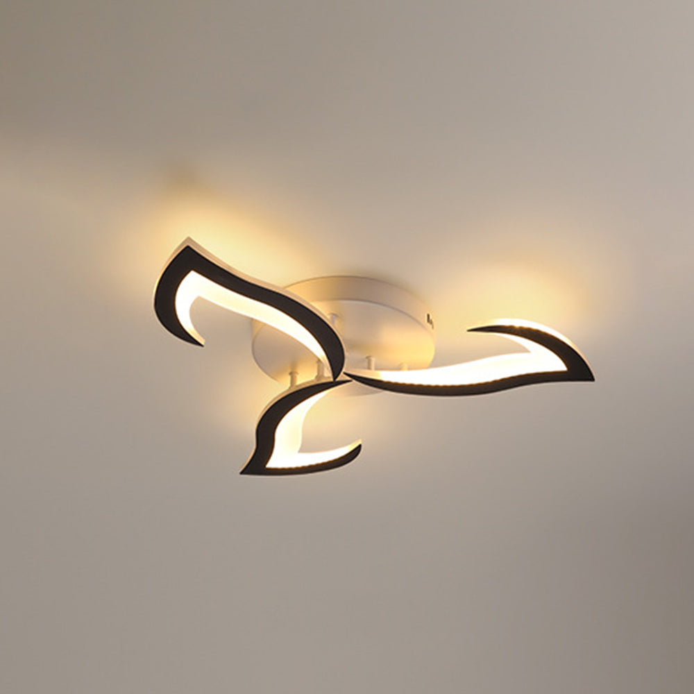 Arisha Elegant Flower Flush Mount Ceiling Light, White/Black - Neutral Decor