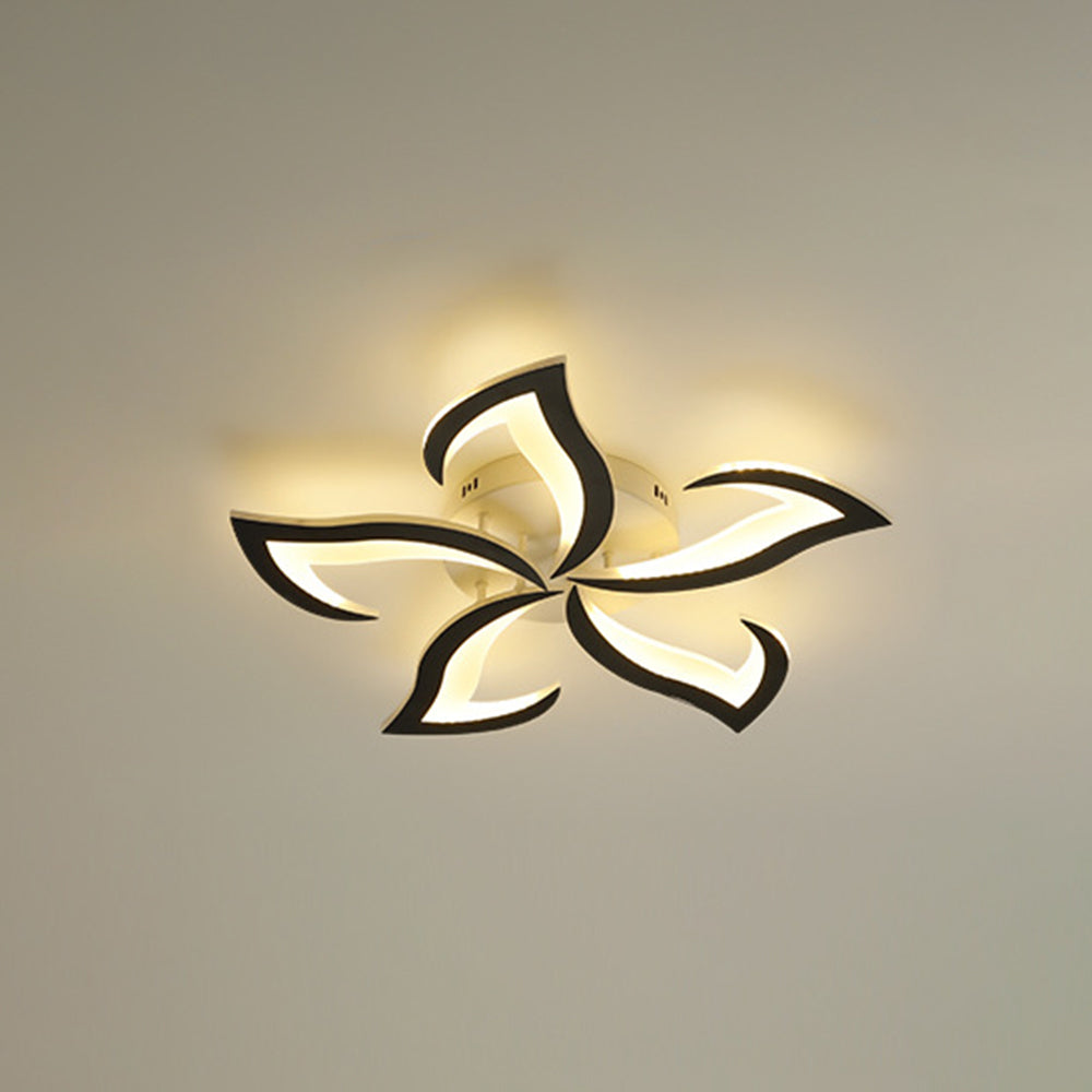 Arisha Elegant Flower Flush Mount Ceiling Light, White/Black - Neutral Decor