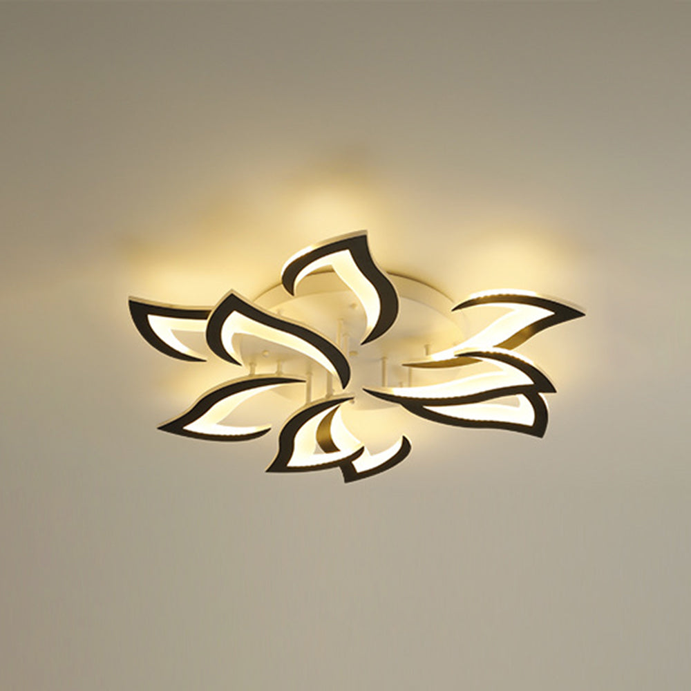 Arisha Elegant Flower Flush Mount Ceiling Light, White/Black - Neutral Decor