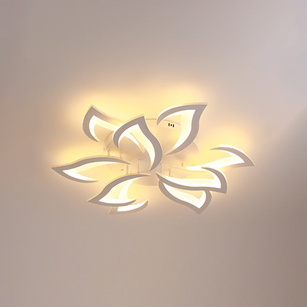 Arisha Elegant Flower Flush Mount Ceiling Light, White/Black - Neutral Decor