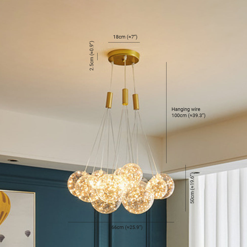 Valentina Glass Globe Bubble Pendant Light LED Stary - Neutral Decor