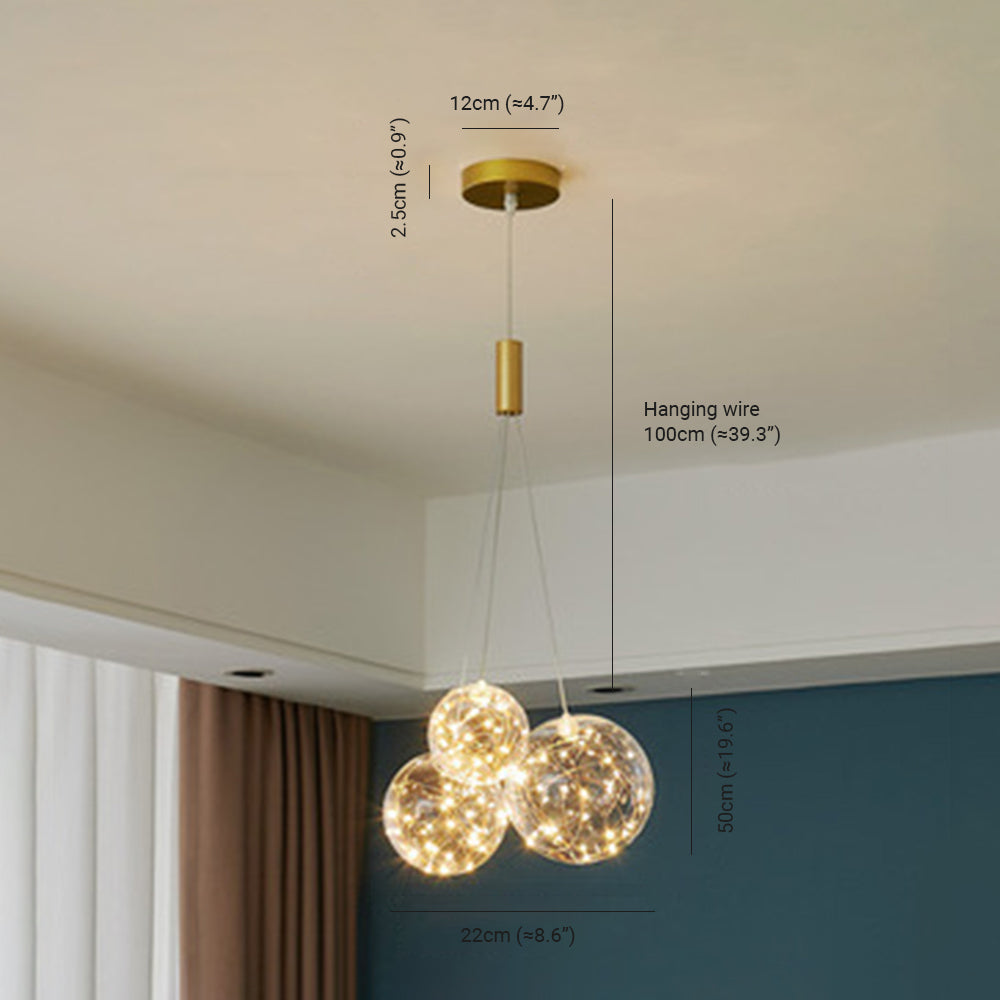 Valentina Glass Globe Bubble Pendant Light LED Stary - Neutral Decor
