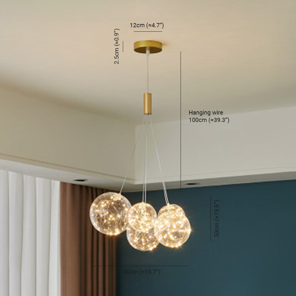 Valentina Glass Globe Bubble Pendant Light LED Stary - Neutral Decor