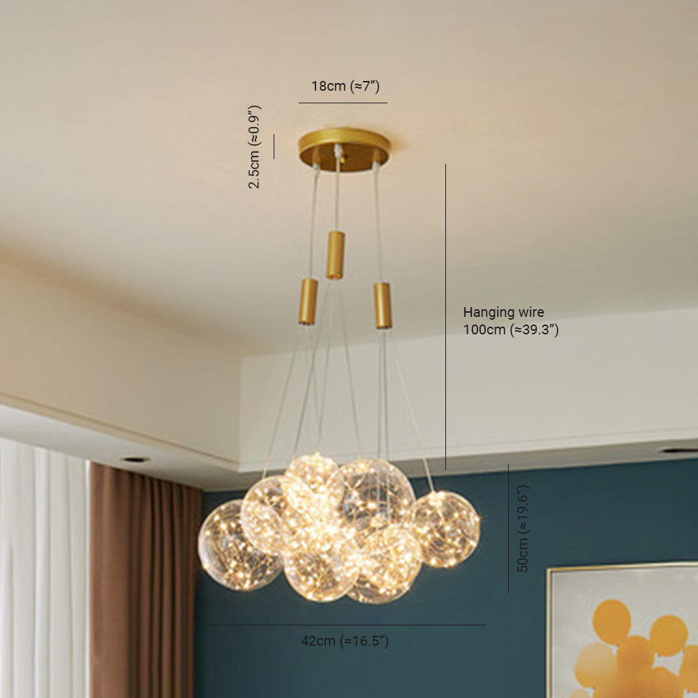 Valentina Glass Globe Bubble Pendant Light LED Stary - Neutral Decor