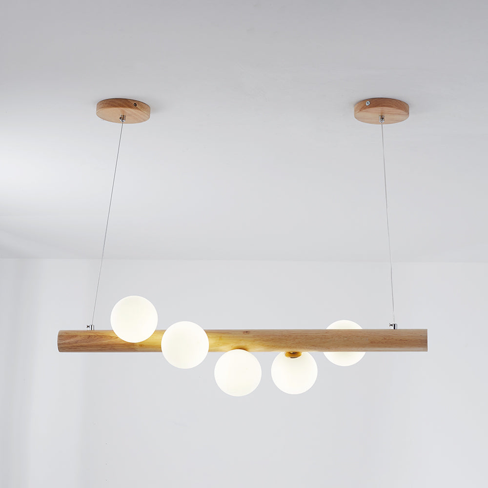 Valentina Glass Bubble Pendant Light Wood/Walnut - Neutral Decor