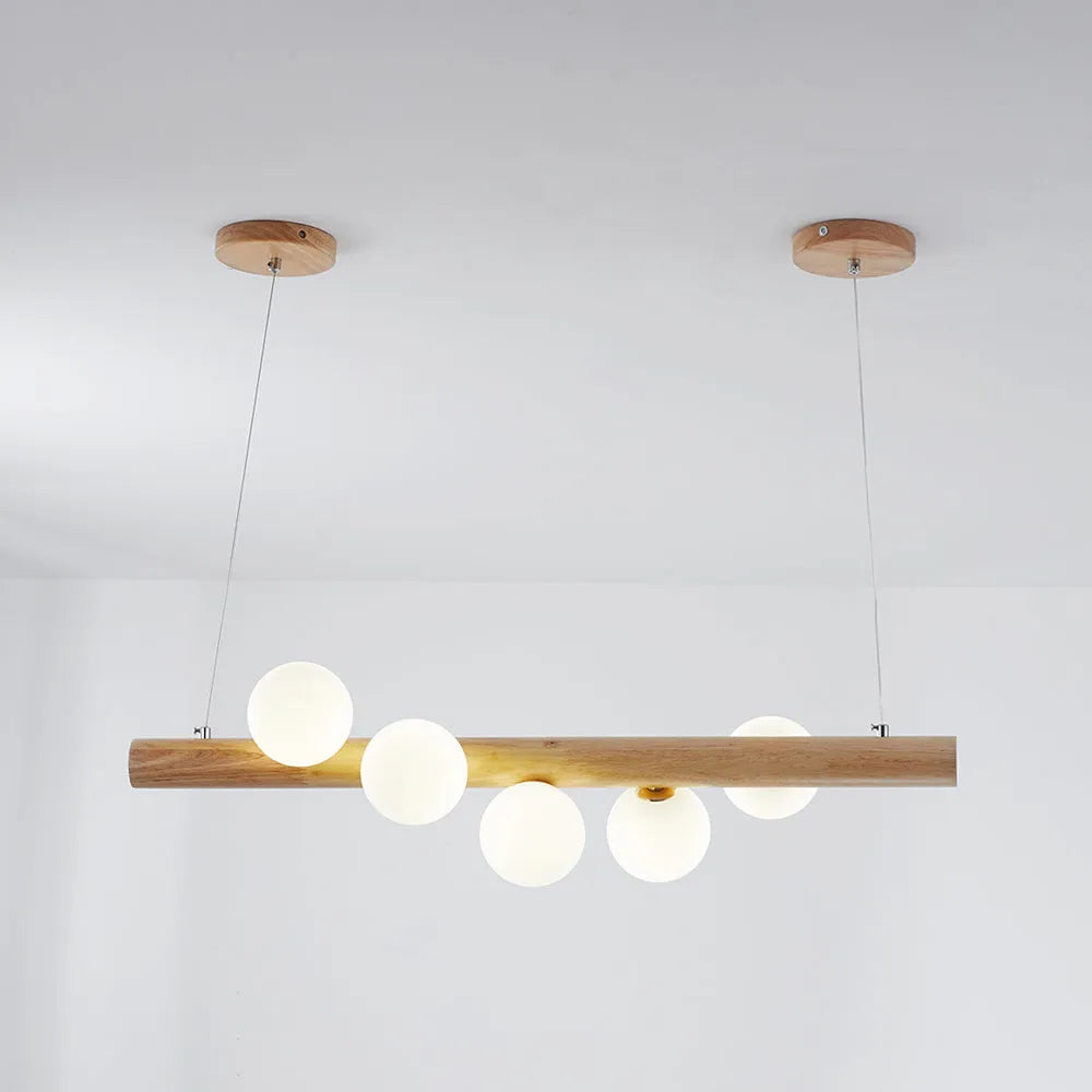 Valentina Glass Bubble Pendant Light Wood/Walnut - Neutral Decor