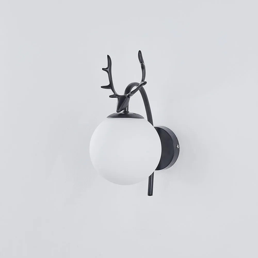 Valentina Modern Art-Deco Deer Bedside Wall Lamp, Black/Gold - Neutral Decor