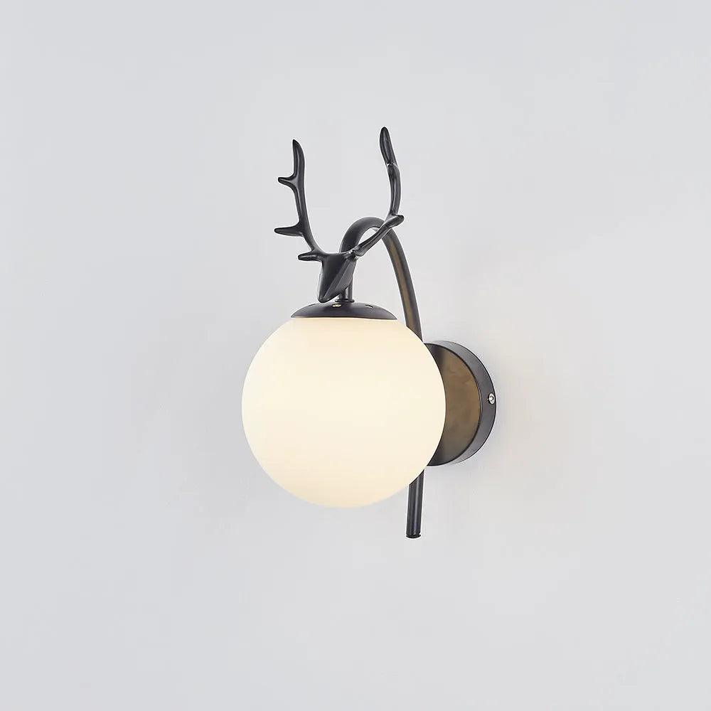Valentina Modern Art-Deco Deer Bedside Wall Lamp, Black/Gold - Neutral Decor