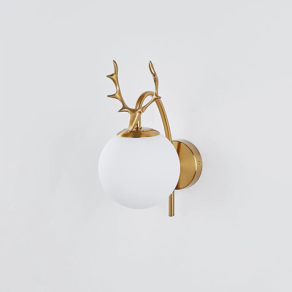 Valentina Modern Art-Deco Deer Bedside Wall Lamp, Black/Gold - Neutral Decor