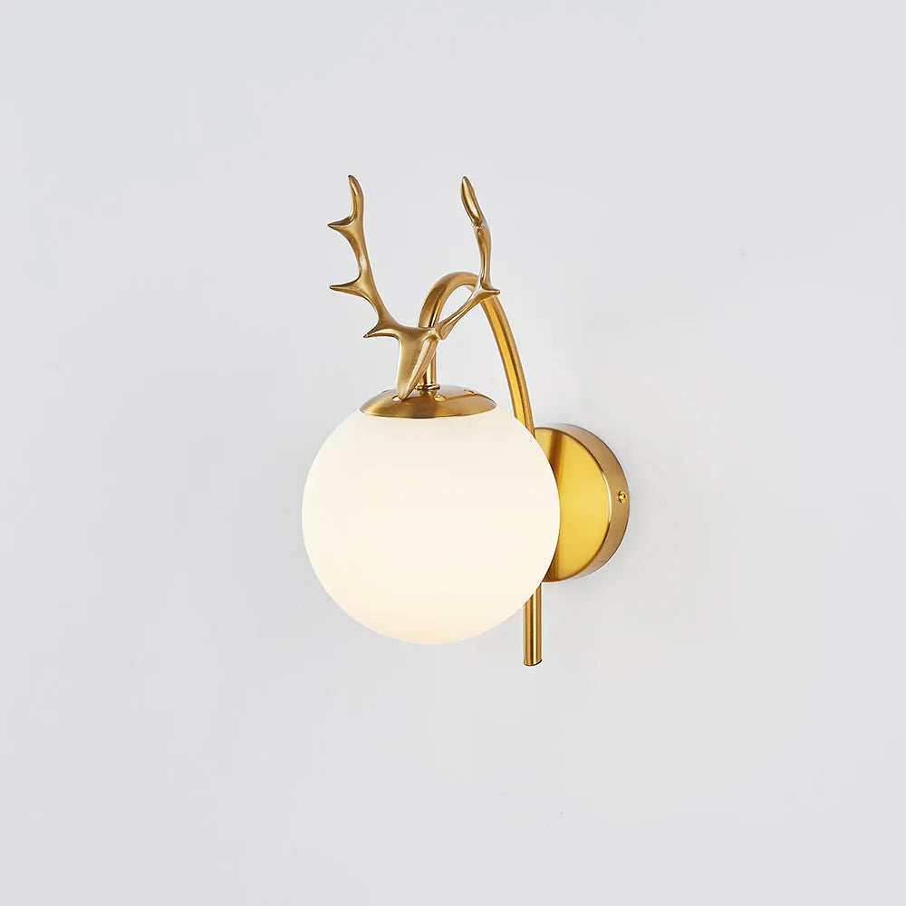 Valentina Modern Art-Deco Deer Bedside Wall Lamp, Black/Gold - Neutral Decor