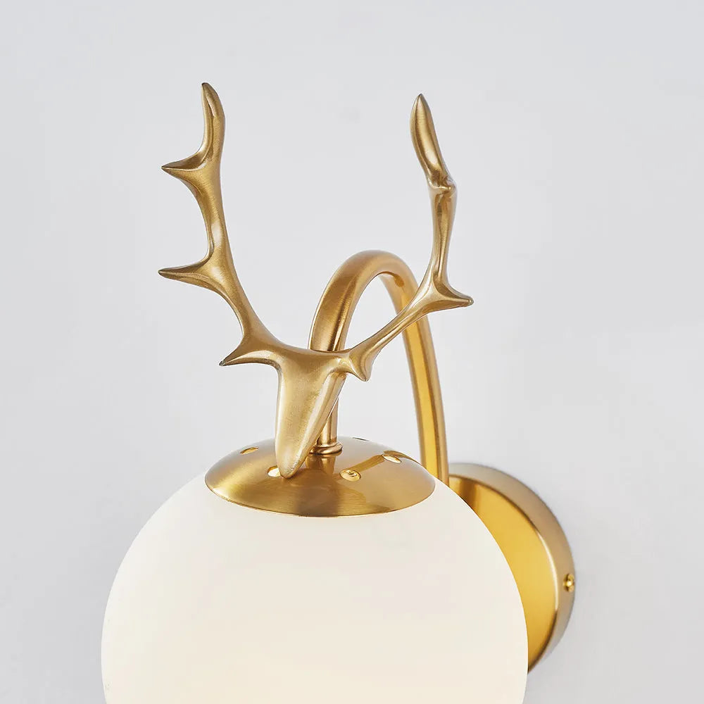 Valentina Modern Art-Deco Deer Bedside Wall Lamp, Black/Gold - Neutral Decor