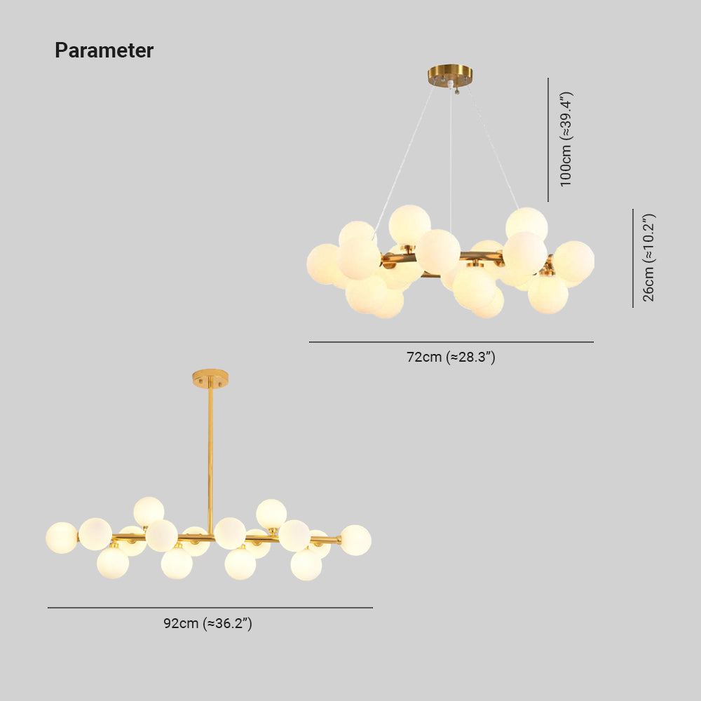 Valentina Bass Glass Bubble Golden Chandelier - Neutral Decor