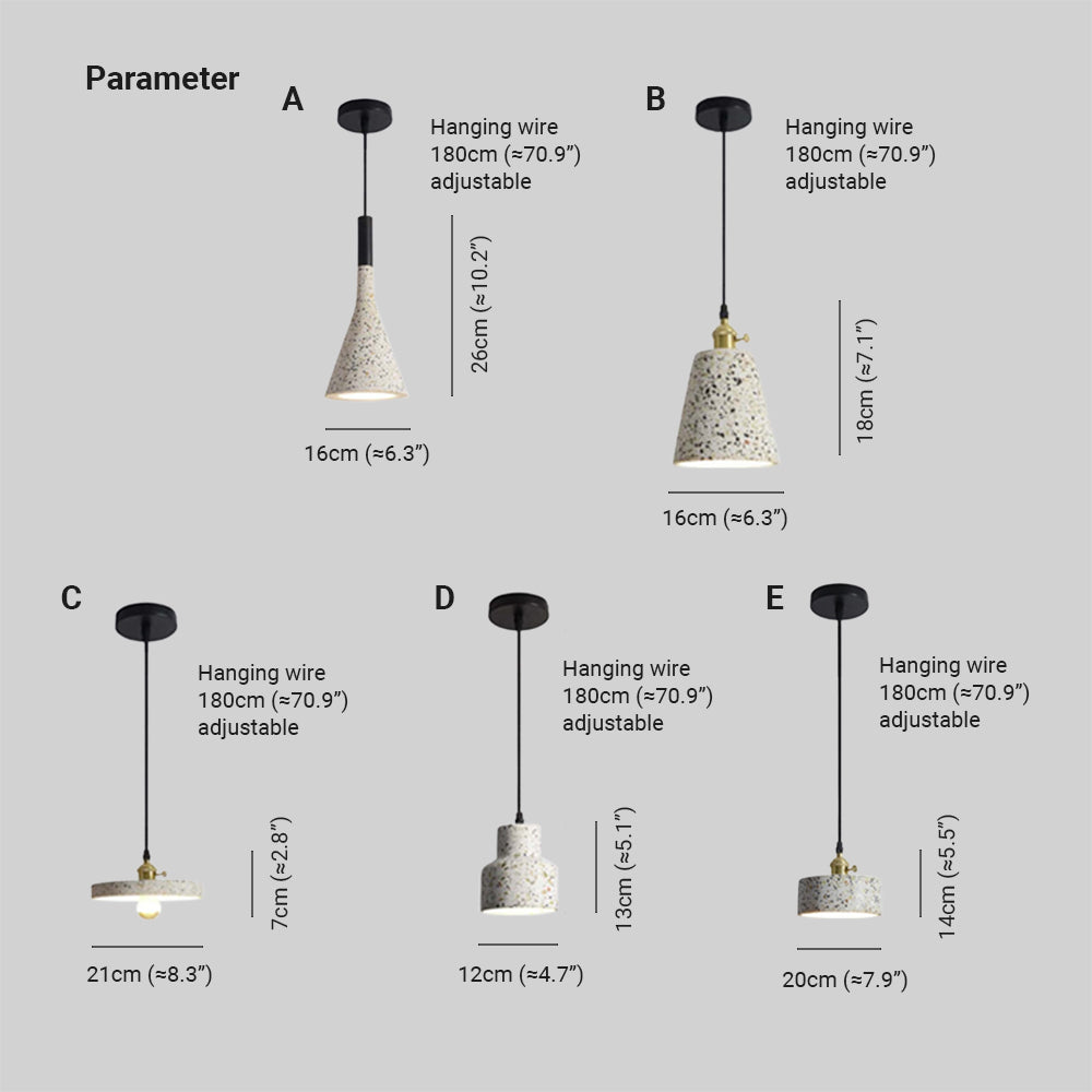 Aria Modern Stone Pendant Light, 5 Style - Neutral Decor