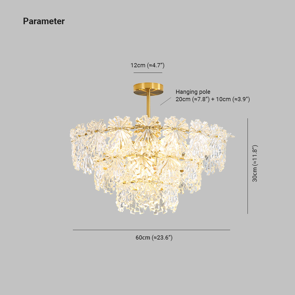 Kristy Elegant Gold Pendant Light 3 Rings, Metal/Glass - Neutral Decor
