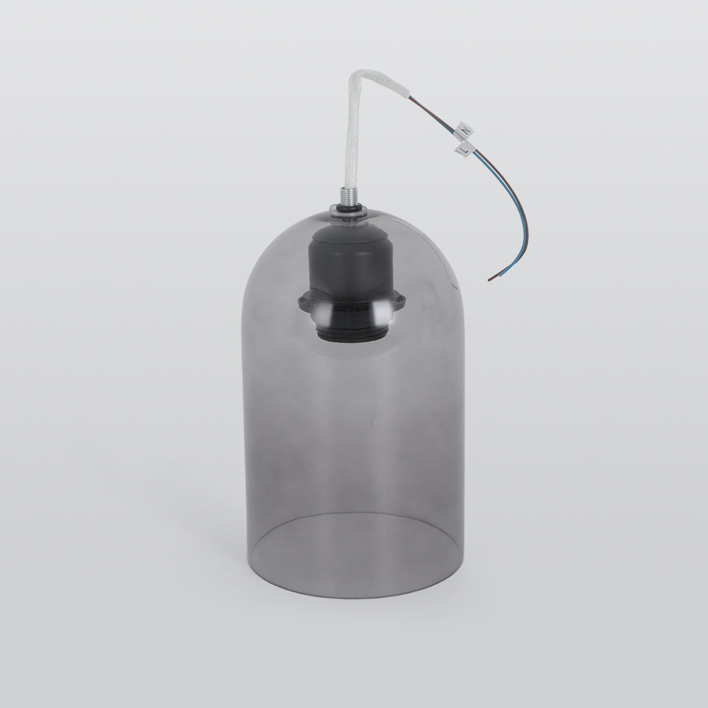 Valentina Modern Cylinder Semi-Flush Mount Clear Glass Ceiling Light, Cognac/Grey - Neutral Decor