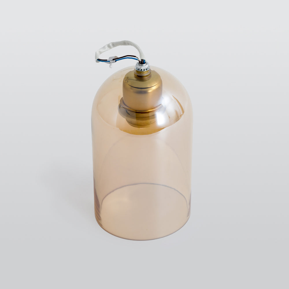 Valentina Modern Cylinder Semi-Flush Mount Clear Glass Ceiling Light, Cognac/Grey - Neutral Decor