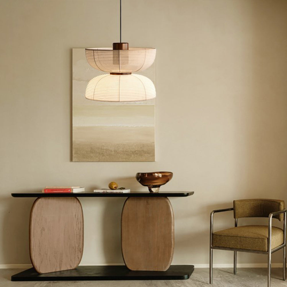 Muto Retro Fabric & Metal Pendant Light, 2 Style - Neutral Decor