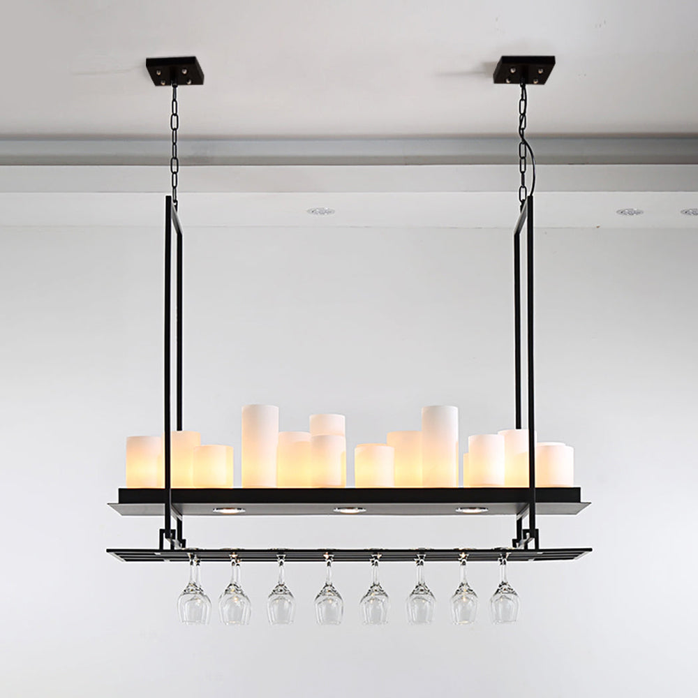 Austin Candle Black Chandeliers for Kitchen Island, Wine Glass Holder - Neutral Decor