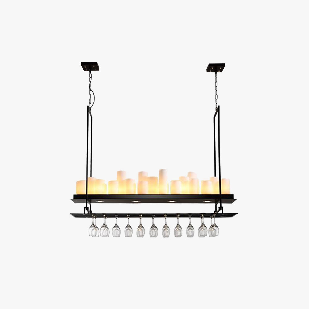 Austin Candle Black Chandeliers for Kitchen Island, Wine Glass Holder - Neutral Decor