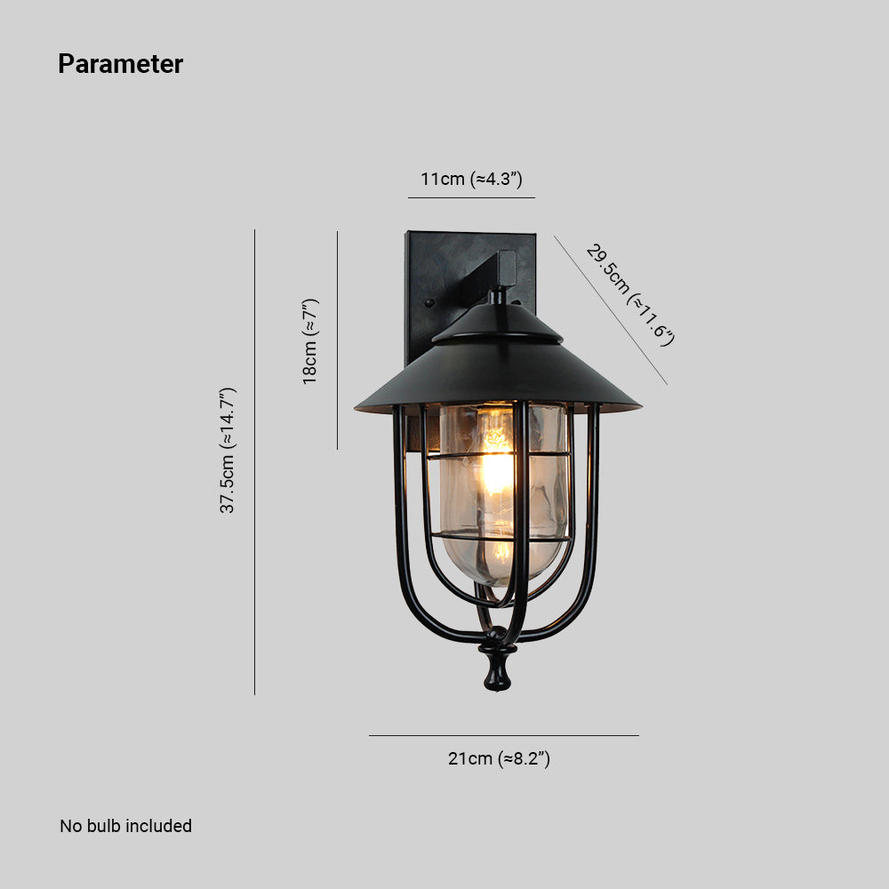 Ray Vintage Lantern Shaped Metal Outdoor Wall Lamp, Black - Neutral Decor