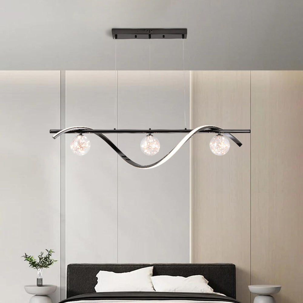 Arisha Graceful Arc with Glass Globes Pendant Light - Neutral Decor