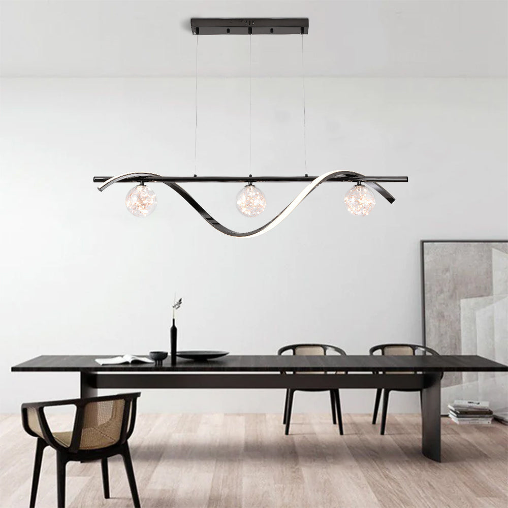 Arisha Graceful Arc with Glass Globes Pendant Light - Neutral Decor
