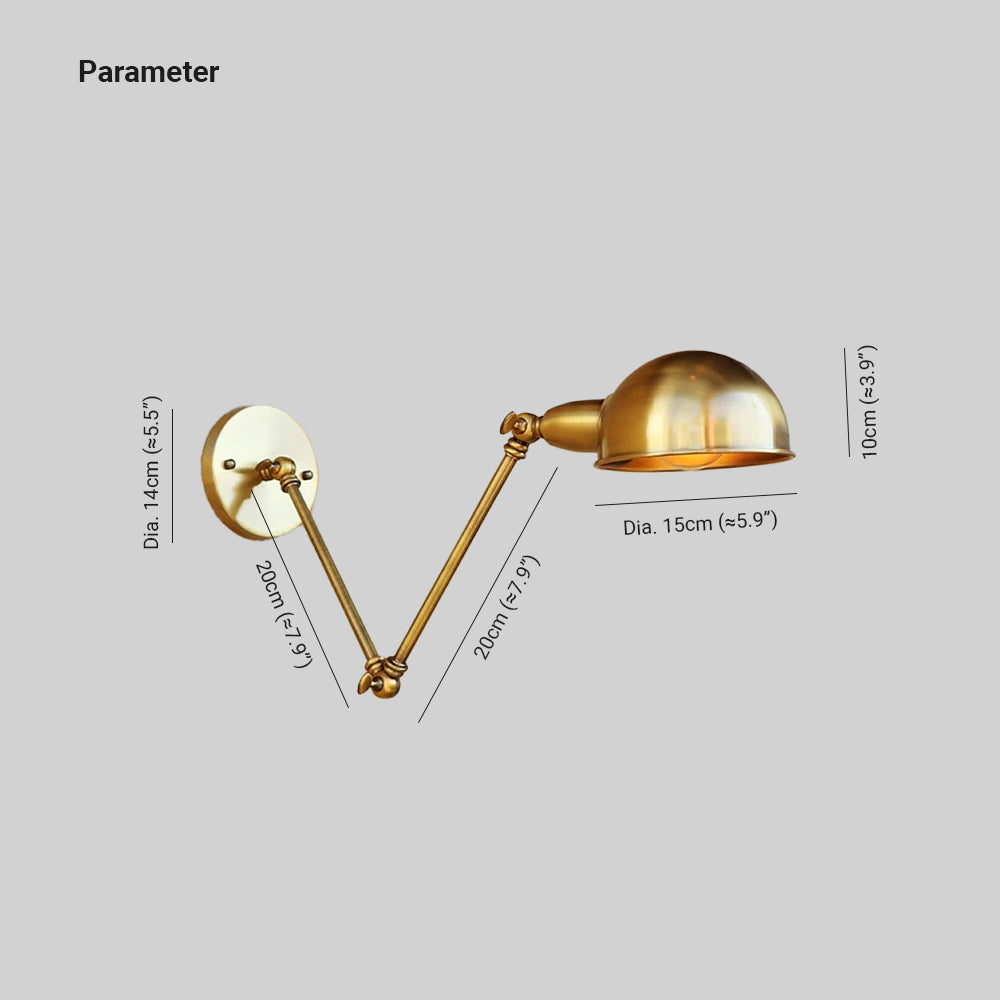 Epoch Vintage Semi-sphere Metal Swing Arm Foldable Wall Lamp, Bronze - Neutral Decor