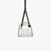 Valentina Modern Nordic Leather/Glass Pendant Light, Grey/White - Neutral Decor