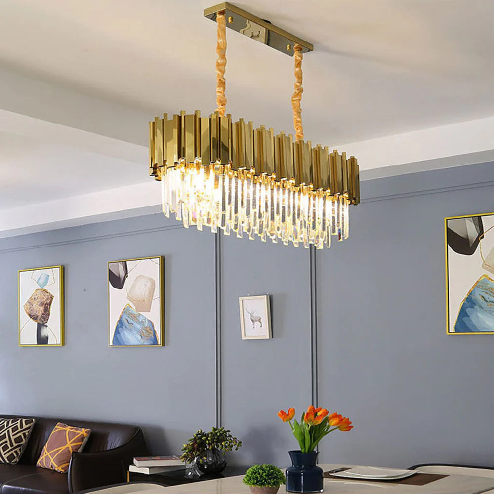 Kristy Nordic Postmodern Luxury Gold Crystal Chandelier for Dining Room & Living Room - Neutral Decor