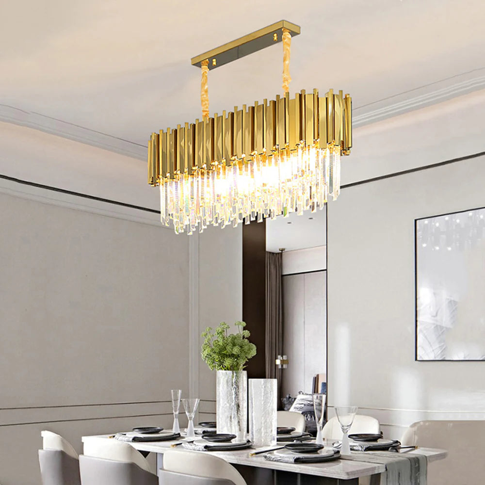 Kristy Nordic Postmodern Luxury Gold Crystal Chandelier for Dining Room & Living Room - Neutral Decor