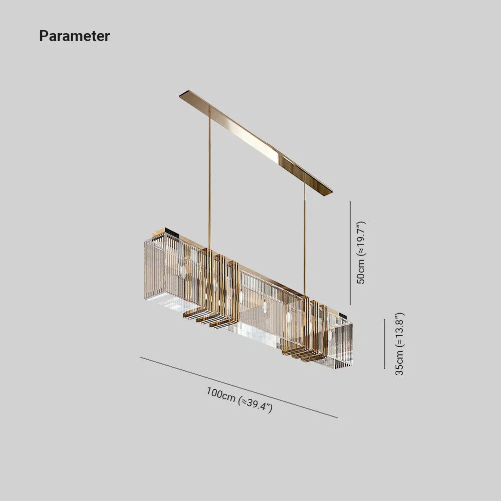 Kristy Metal Chandelier Pendant Light, Luxury Rectangular, Gold - Neutral Decor