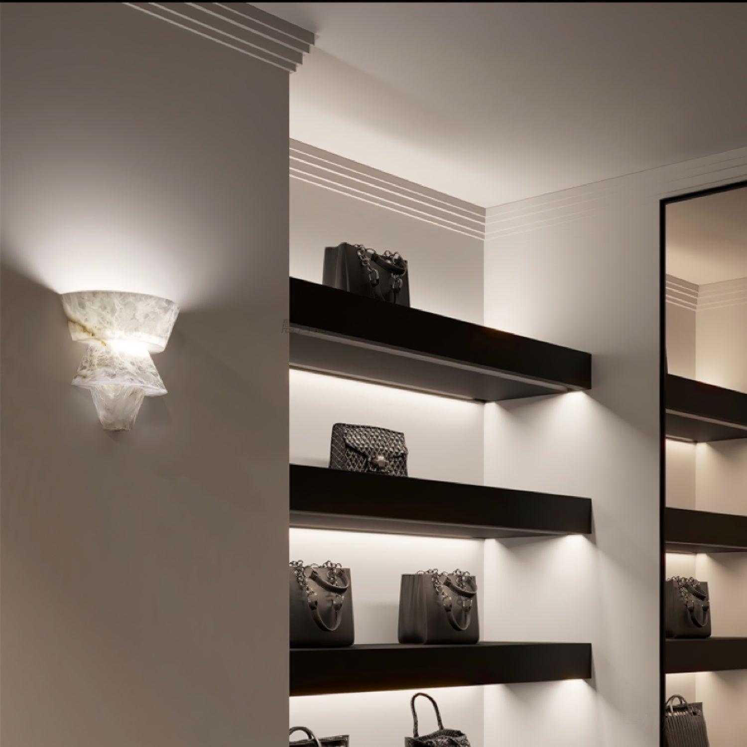 Nacor Tiered Alabaster Wall Light-Neutral Decor
