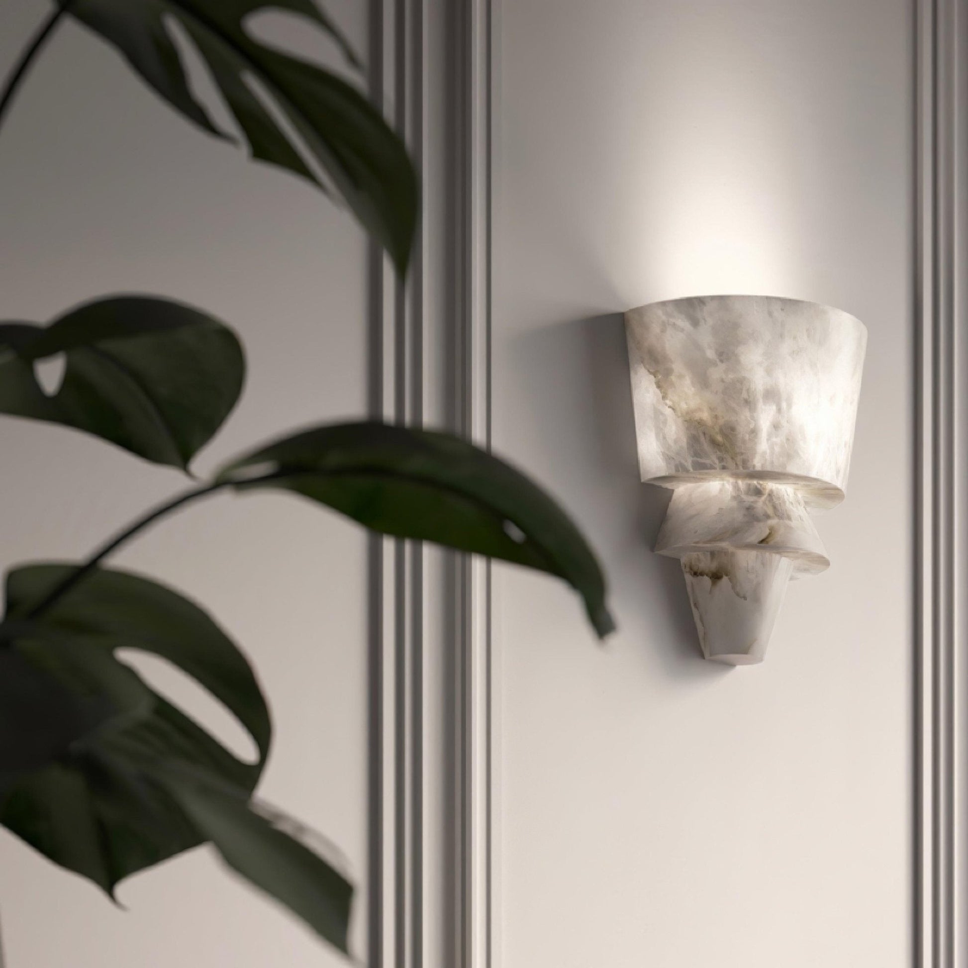 Nacor Tiered Alabaster Wall Light-Neutral Decor