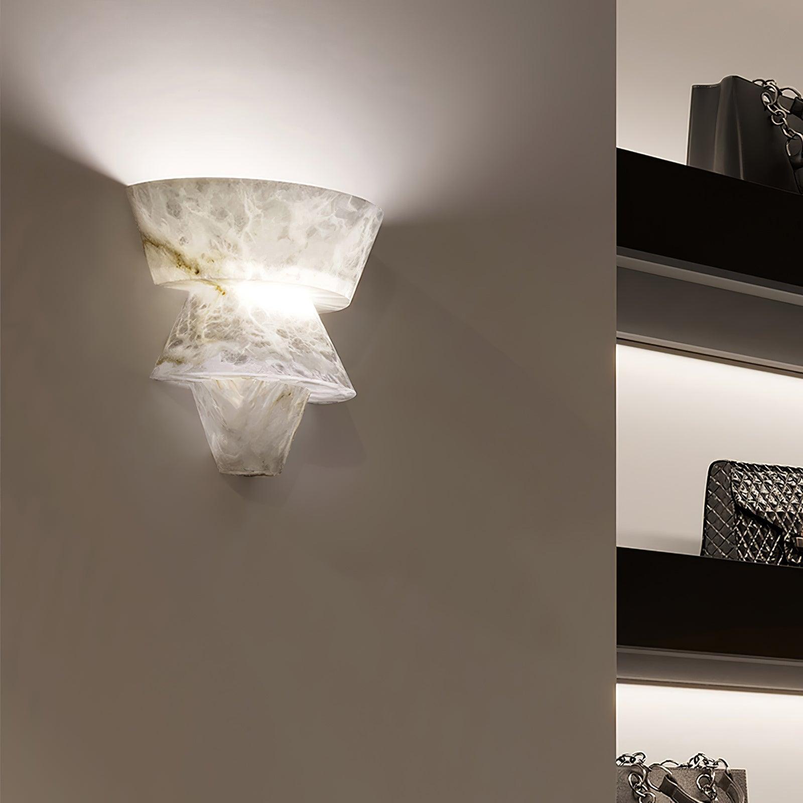 Nacor Tiered Alabaster Wall Light-Neutral Decor