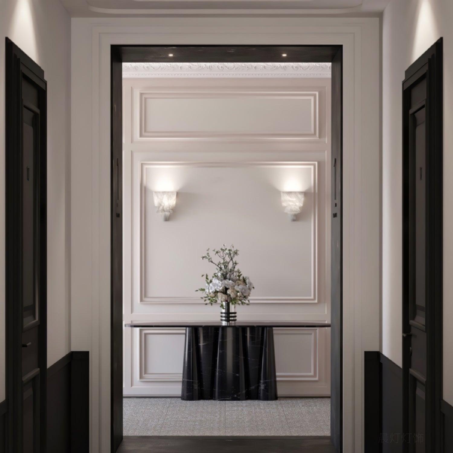 Nacor Tiered Alabaster Wall Light-Neutral Decor
