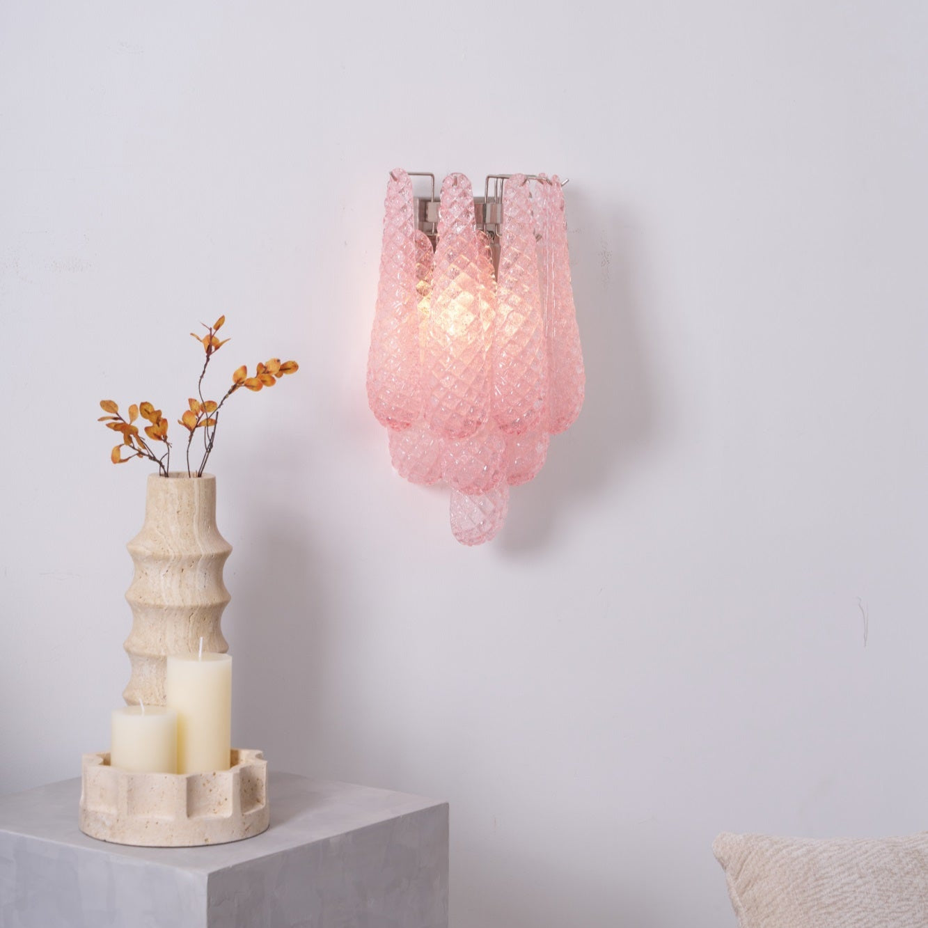 Aurora Wall Lamp Pink Teardrop Glass Floral Artistic-Neutral Decor
