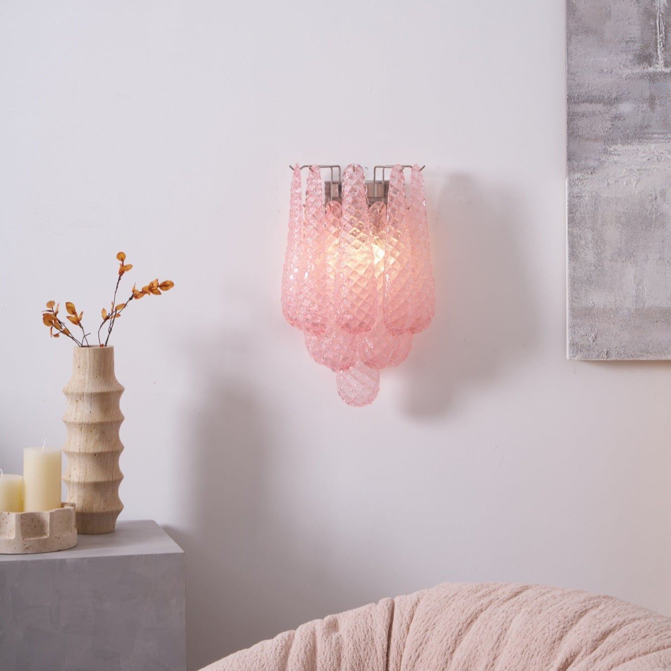 Aurora Wall Lamp Pink Teardrop Glass Floral Artistic-Neutral Decor