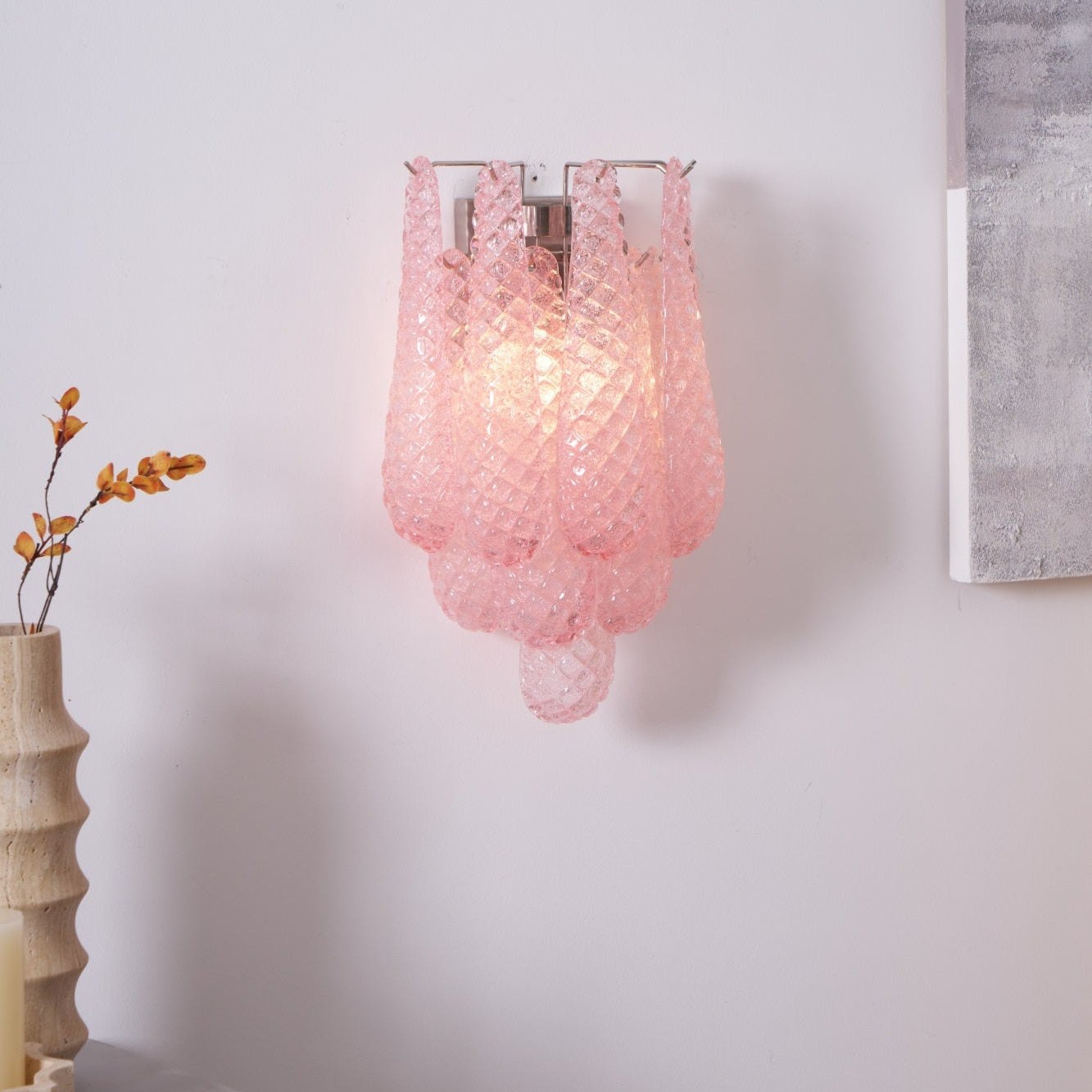 Aurora Wall Lamp Pink Teardrop Glass Floral Artistic-Neutral Decor